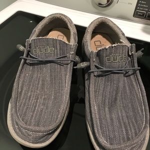 Almost brand new greyish blue hey dudes size 12